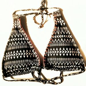 VOLCOM Bikini Triangle Black White Top